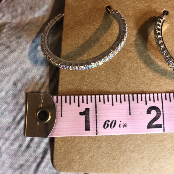 Silver / Multicolored Stones - Loop Earrings - Picture 7 of 7